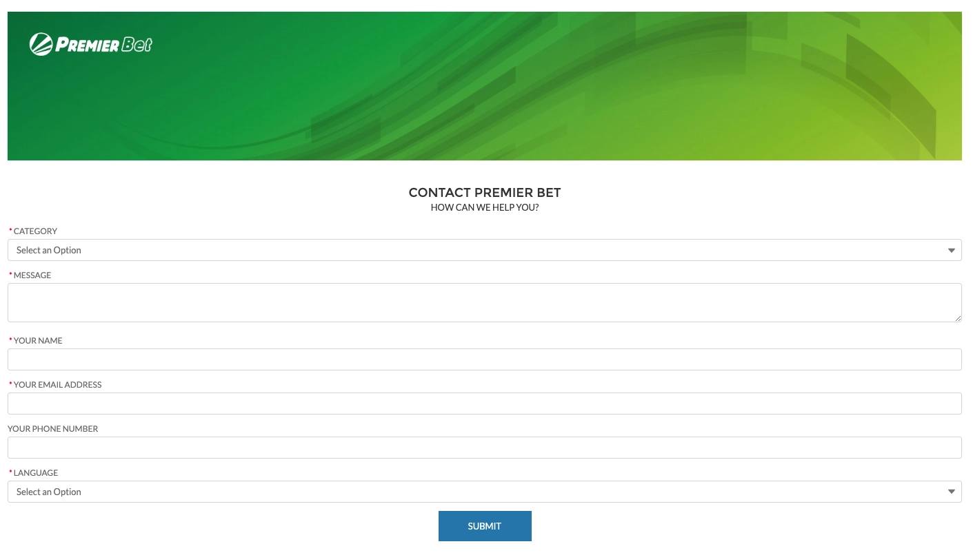 Premier bet contact form